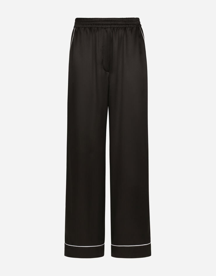 Dolce & Gabbana Pantalones pijama de seda con ribete en contraste