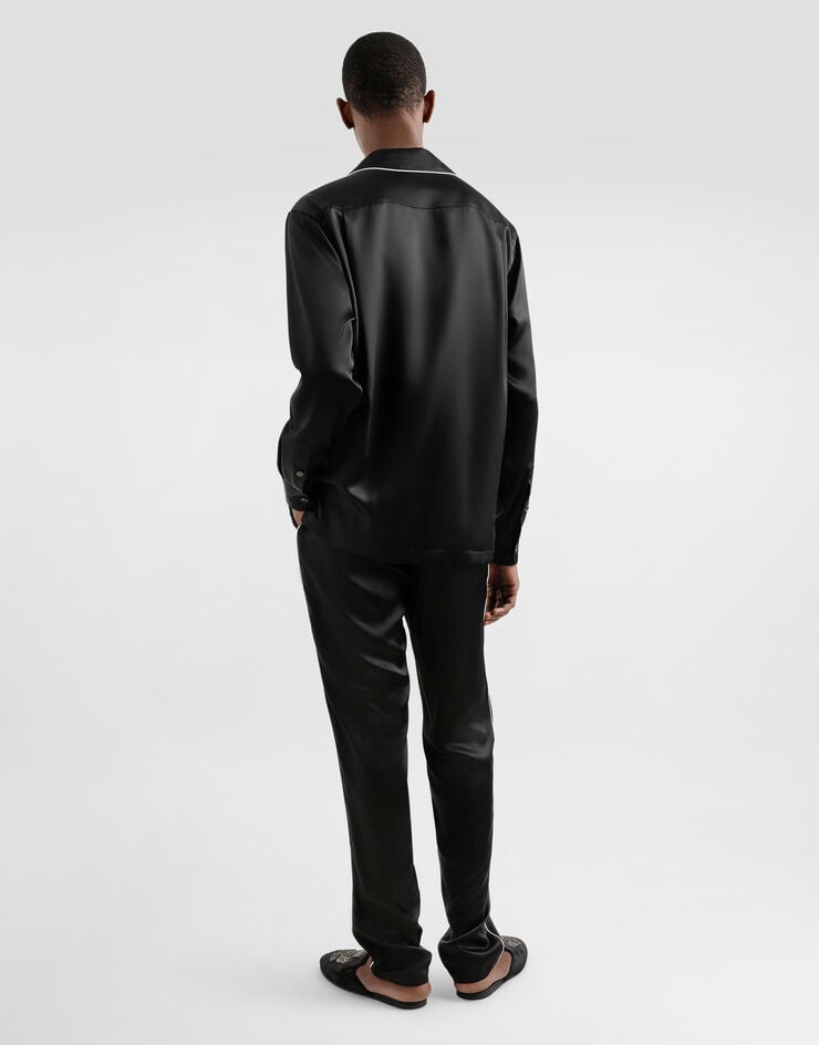 Dolce & Gabbana Pantalones Tipo Pijama De Seda Con Logotipo Bordado