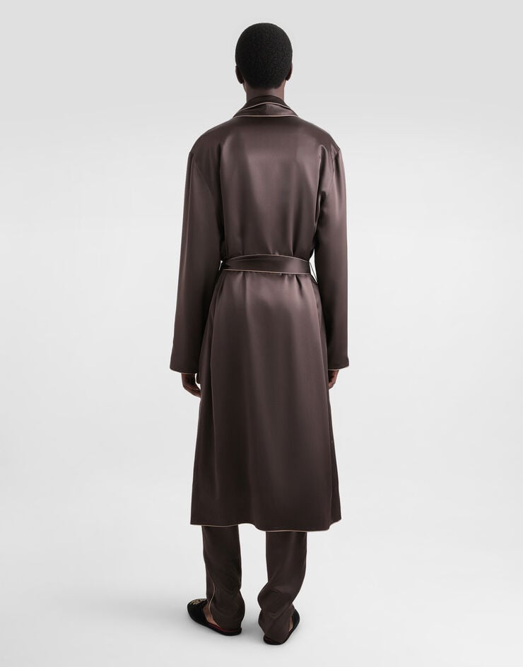 Dolce & Gabbana Pantalones Tipo Pijama De Seda Con Logotipo Bordado