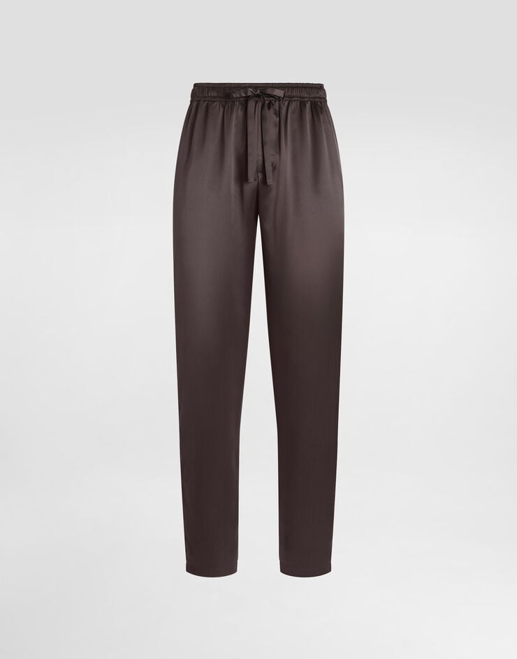 Dolce & Gabbana Pantalones tipo pijama de seda con logotipo bordado