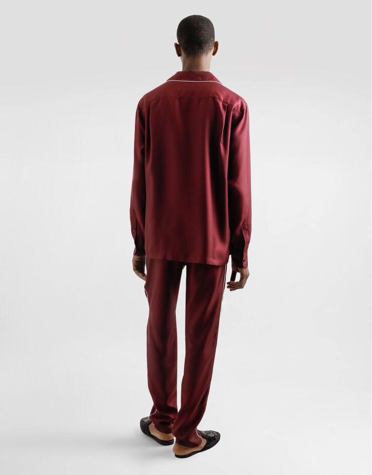 Dolce & Gabbana Pantalones Tipo Pijama De Seda Con Logotipo Bordado