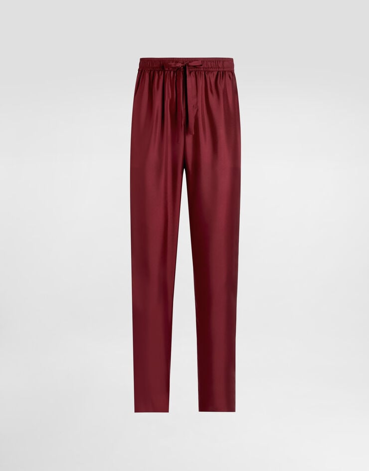 Dolce & Gabbana Pantalones tipo pijama de seda con logotipo bordado