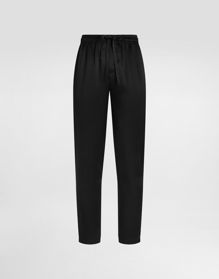 Dolce & Gabbana Pantalones tipo pijama de seda con logotipo bordado