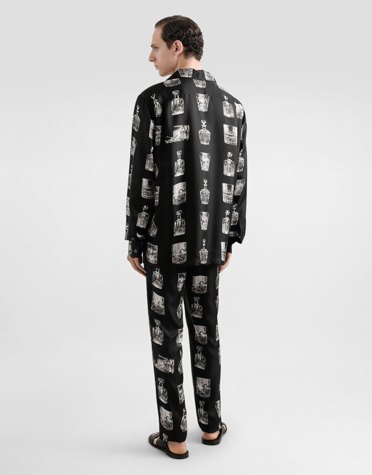 Dolce & Gabbana Pantalones Tipo Pijama De Seda Estampado Whisky