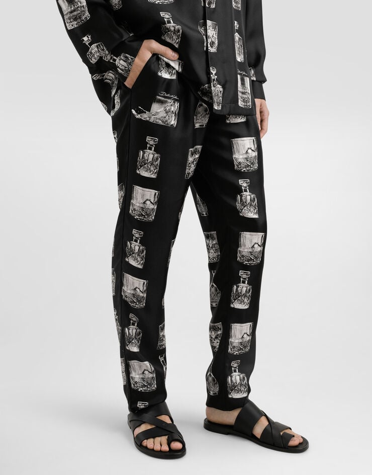 Dolce & Gabbana Pantalones Tipo Pijama De Seda Estampado Whisky