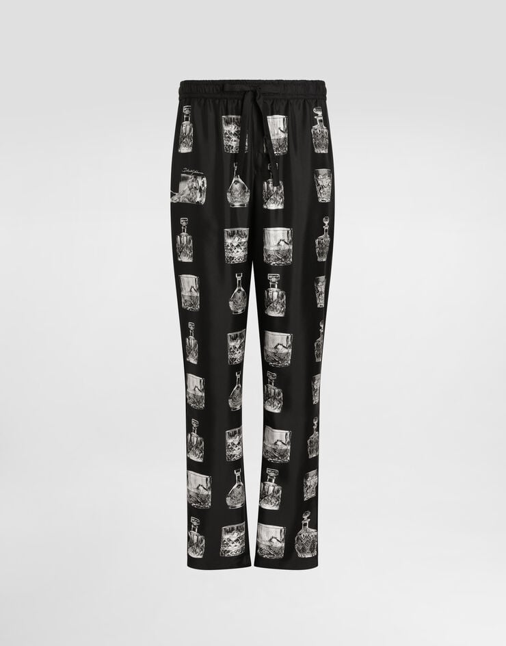 Dolce & Gabbana Pantalones tipo pijama de seda estampado Whisky