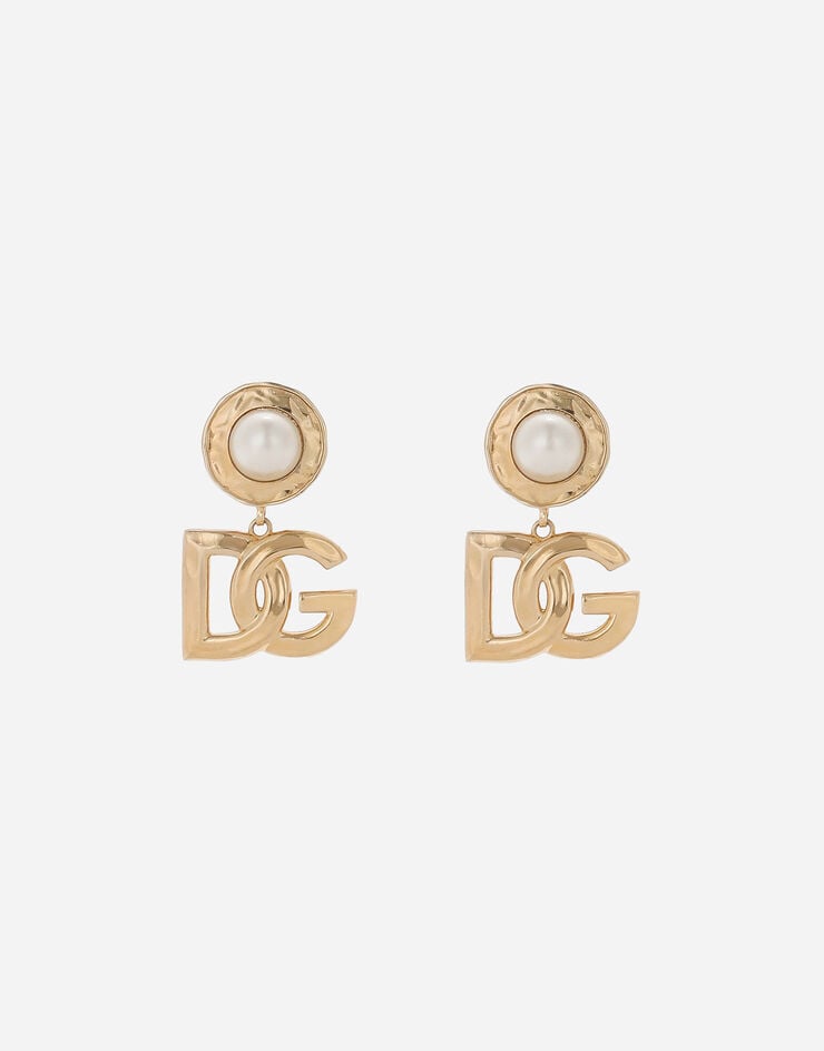 Dolce & Gabbana Pendientes colgantes con cabujón y logotipo DG