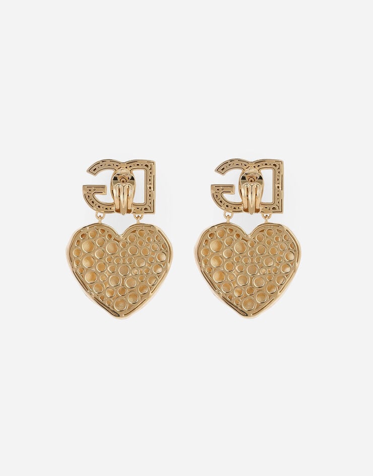 Dolce & Gabbana Pendientes Colgantes Con Corazón Y Logotipo DG