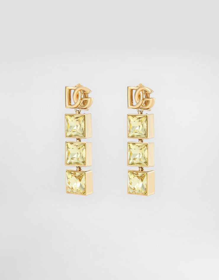 Dolce & Gabbana Pendientes Colgantes Con Logotipo DG Y Strass