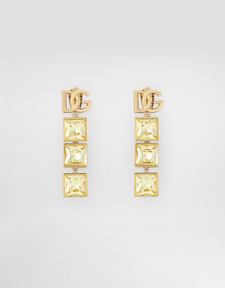 Dolce & Gabbana Pendientes colgantes con logotipo DG y strass