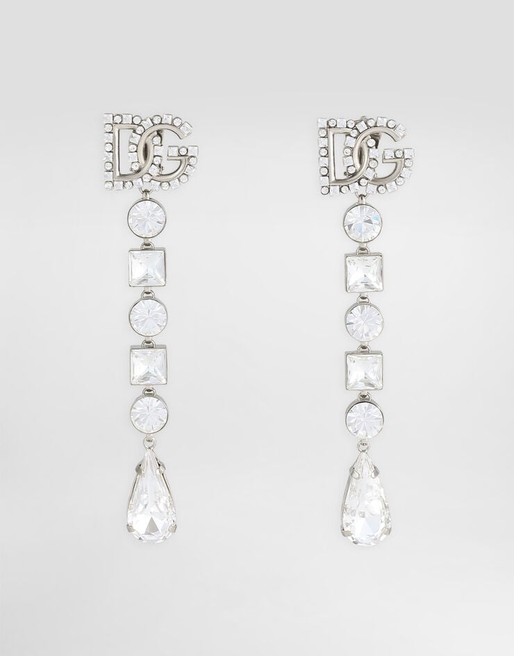 Dolce & Gabbana Pendientes colgantes con strass y logotipo DG