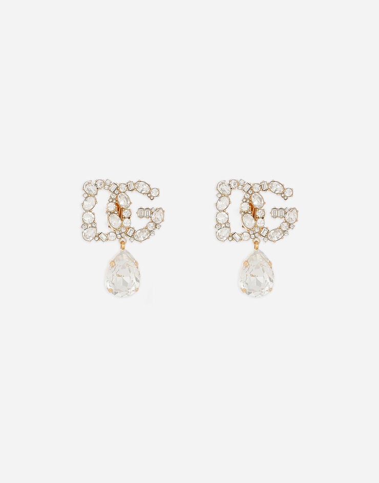 Dolce & Gabbana Pendientes con logotipo DG y colgante en forma de lágrima de strass