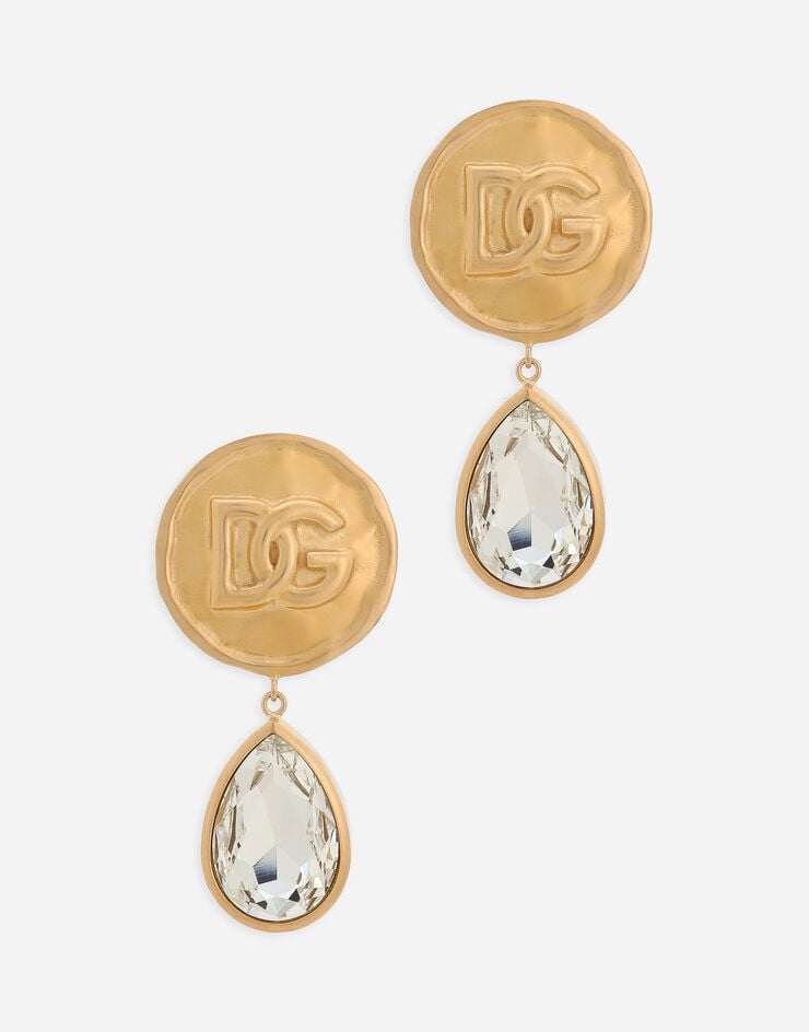 Dolce & Gabbana Pendientes con moneda del logotipo y colgantes de strass