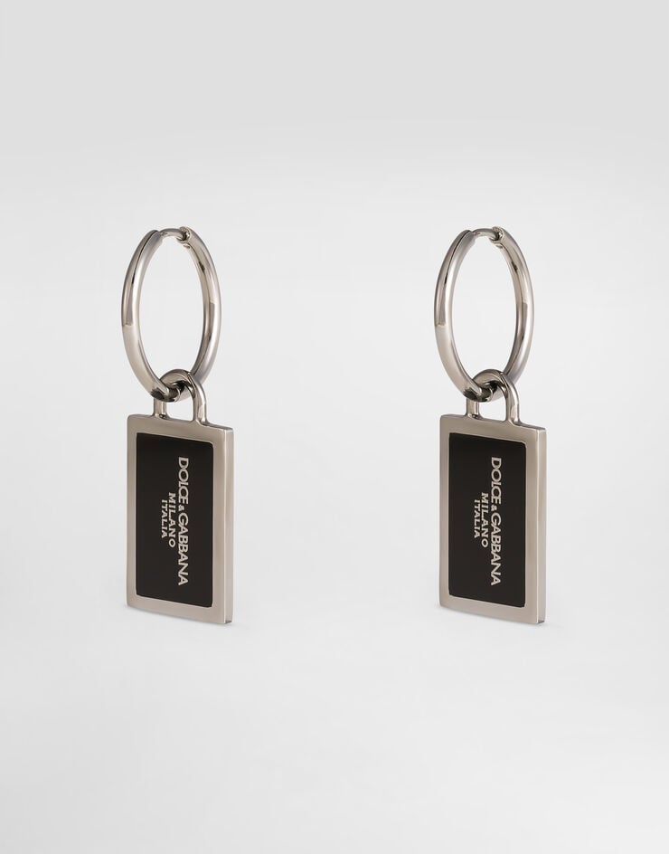 Dolce & Gabbana Pendientes de aro esmaltados con logotipo