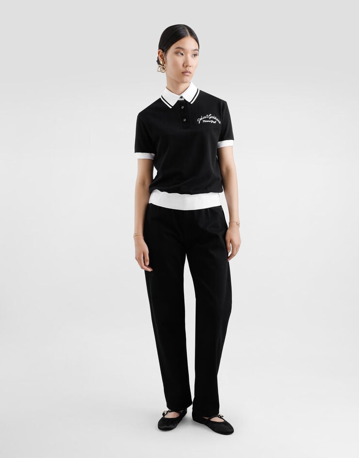 Dolce & Gabbana Polo Corto De Piqué De Algodón Con Logotipo DG Bordado