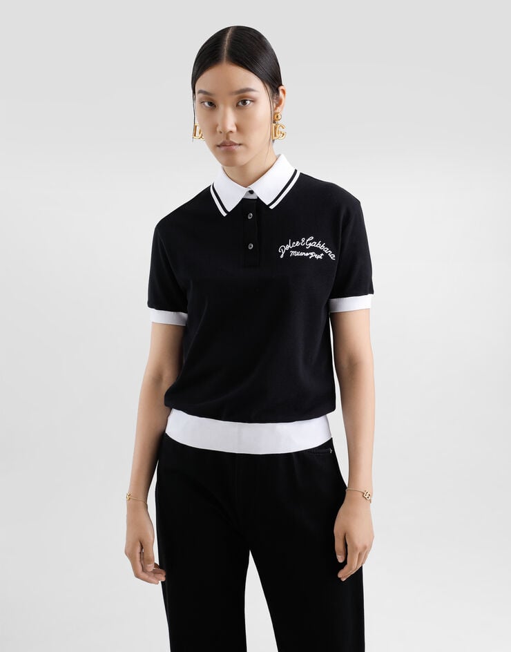 Dolce & Gabbana Polo Corto De Piqué De Algodón Con Logotipo DG Bordado