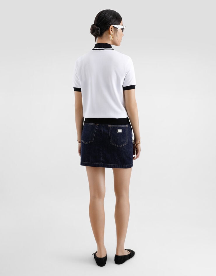 Dolce & Gabbana Polo Corto De Piqué De Algodón Con Logotipo DG Bordado