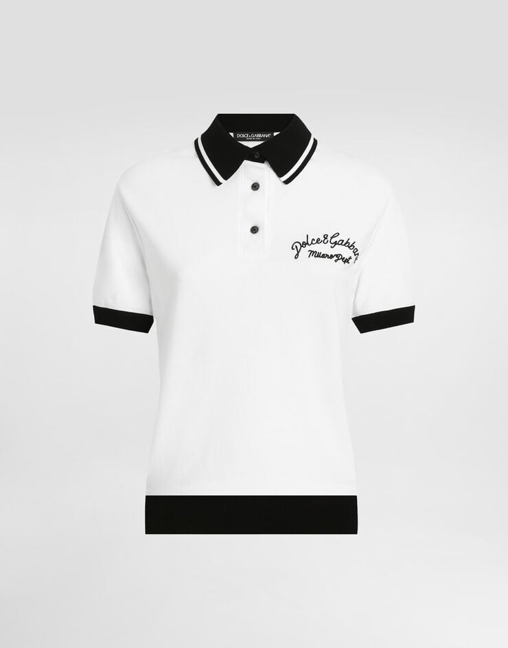 Dolce & Gabbana Polo corto de piqué de algodón con logotipo DG bordado