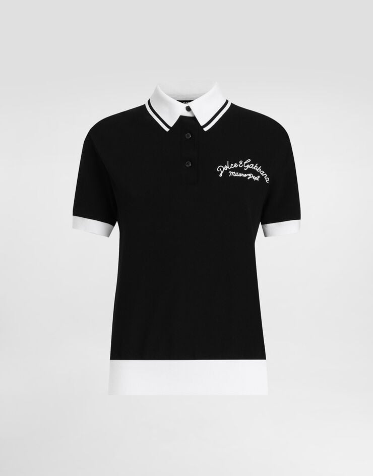 Dolce & Gabbana Polo corto de piqué de algodón con logotipo DG bordado