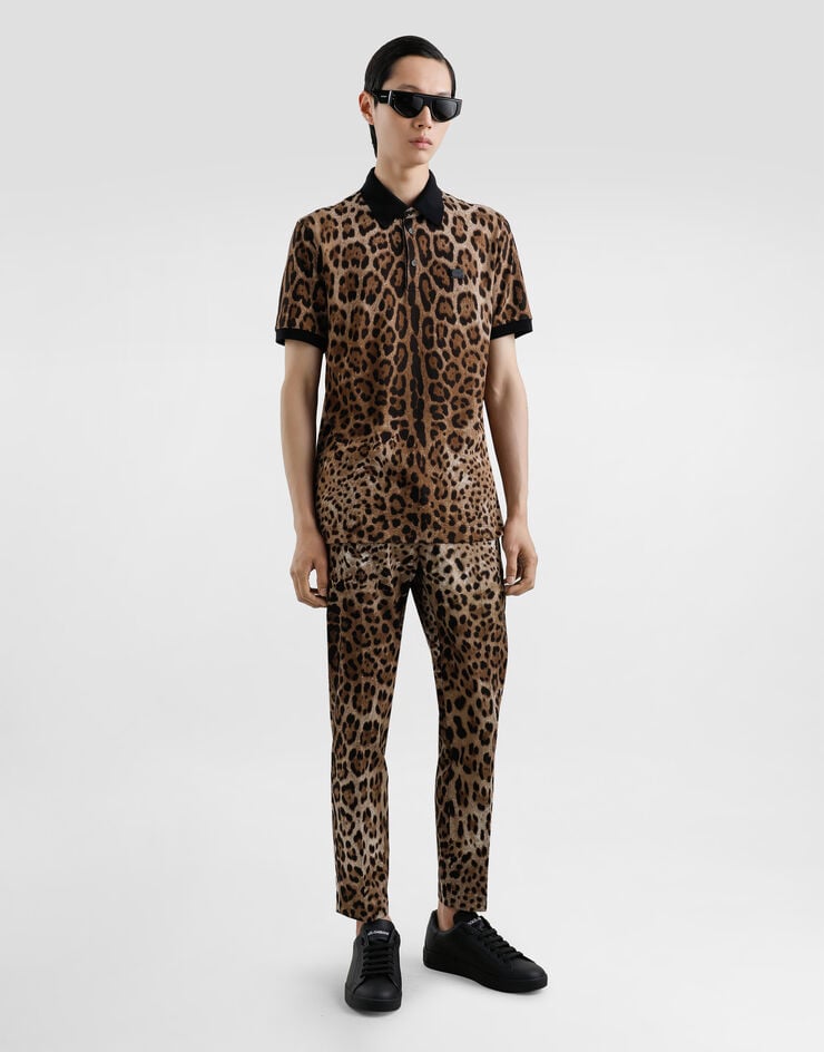 Dolce & Gabbana Polo De Algodón Con Estampado De Leopardo