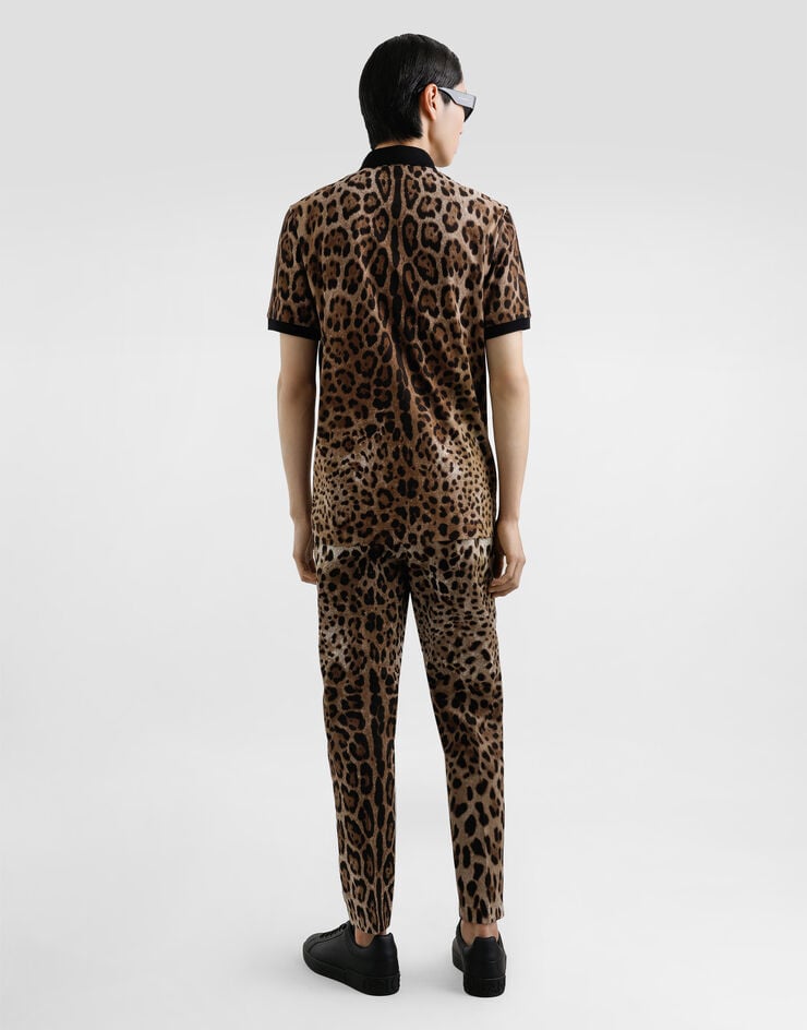 Dolce & Gabbana Polo De Algodón Con Estampado De Leopardo