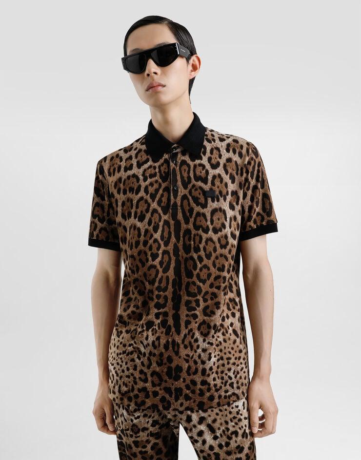 Dolce & Gabbana Polo De Algodón Con Estampado De Leopardo