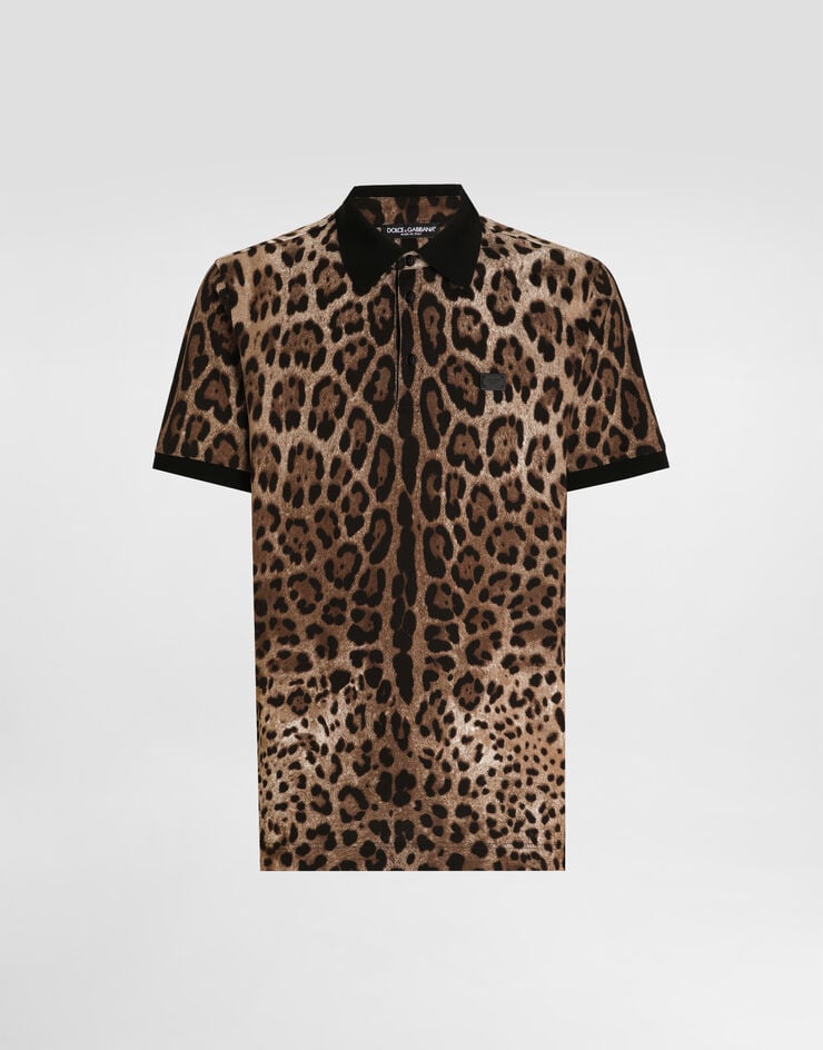 Dolce & Gabbana Polo de algodón con estampado de leopardo