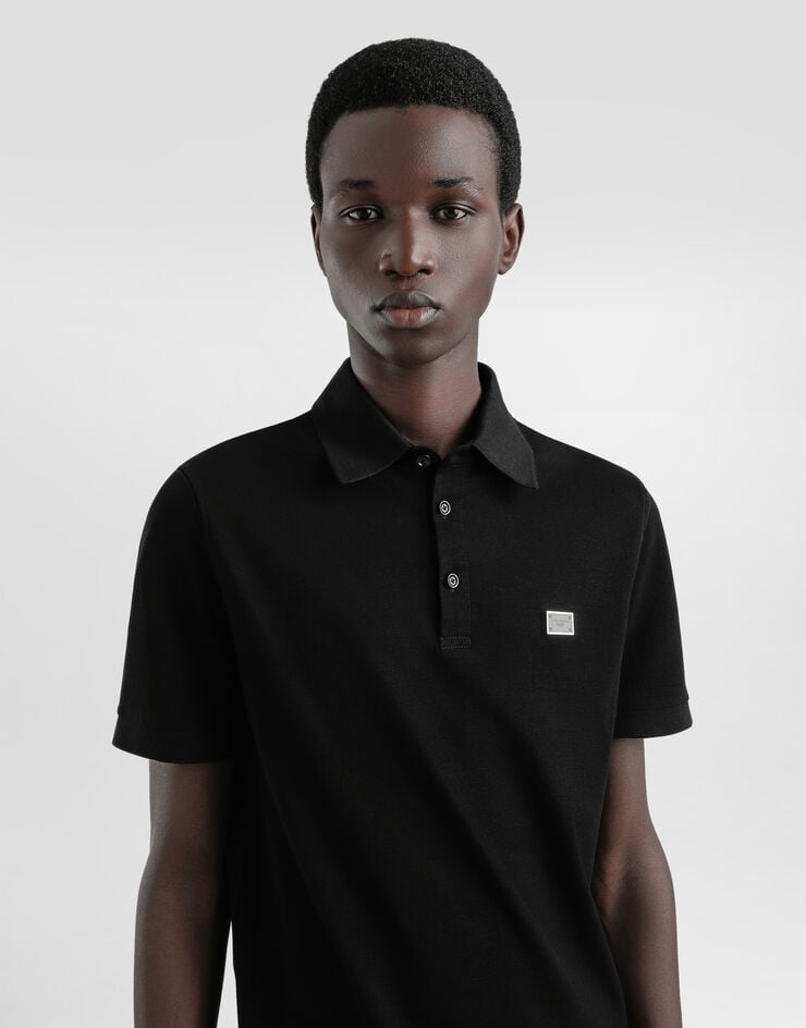 Dolce & Gabbana Polo De Algodón Con Placa Con Logotipo