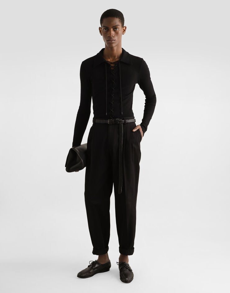 Dolce & Gabbana Polo De Manga Larga De Punto De Interlock Con Cordones