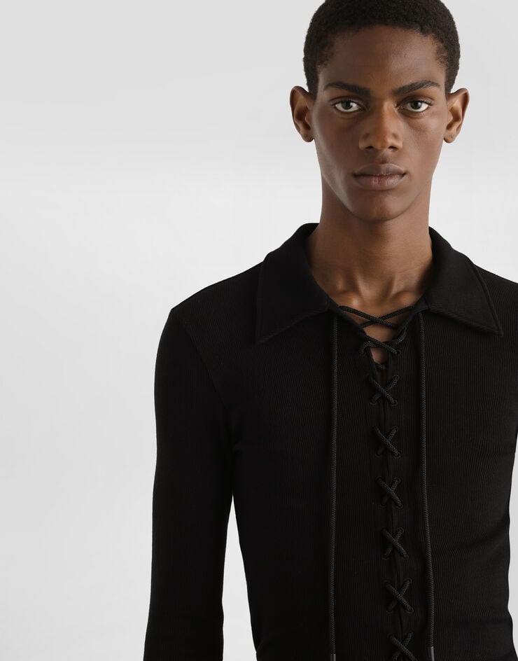 Dolce & Gabbana Polo De Manga Larga De Punto De Interlock Con Cordones