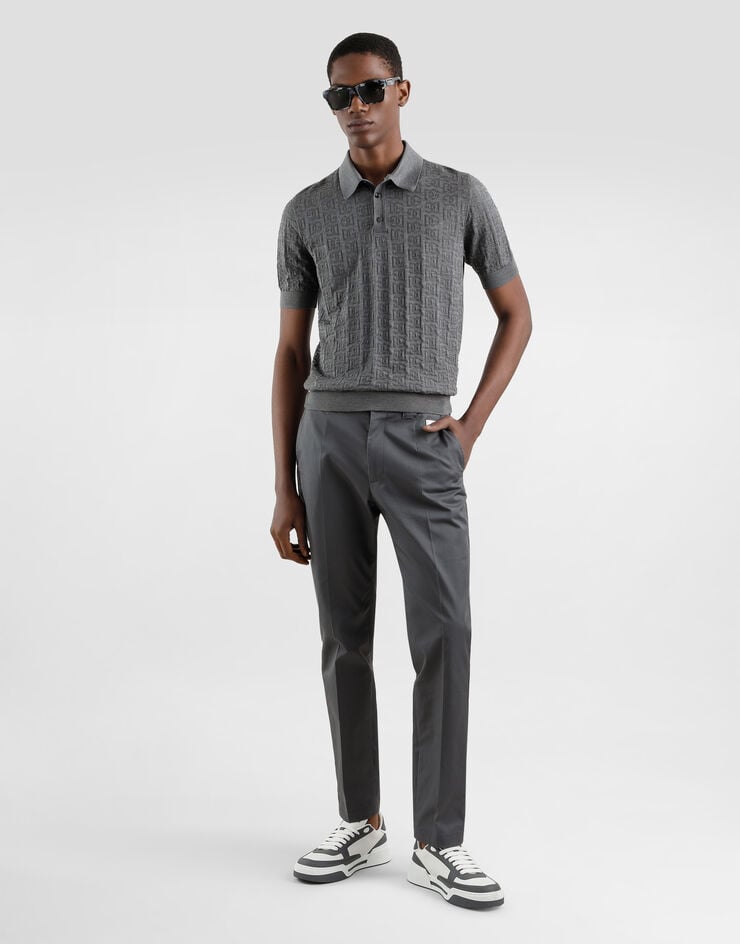 Dolce & Gabbana Polo De Seda Con Bordado Integral Del Logotipo DG