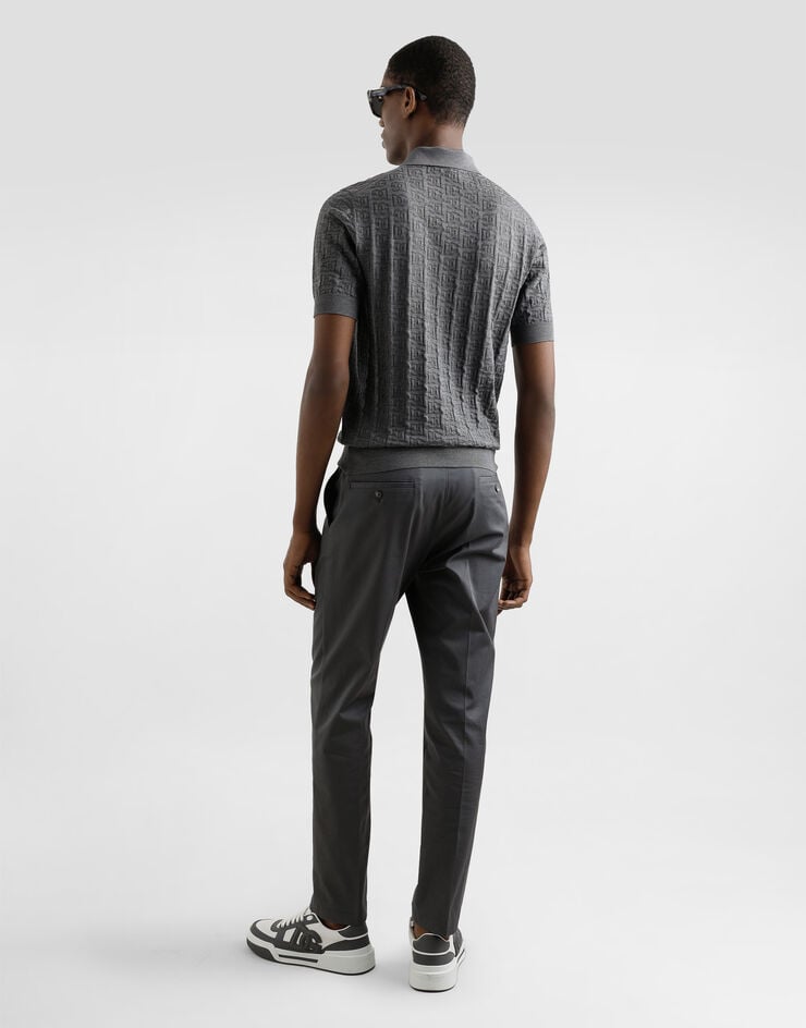 Dolce & Gabbana Polo De Seda Con Bordado Integral Del Logotipo DG