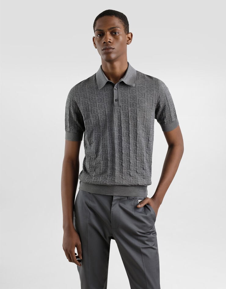 Dolce & Gabbana Polo De Seda Con Bordado Integral Del Logotipo DG