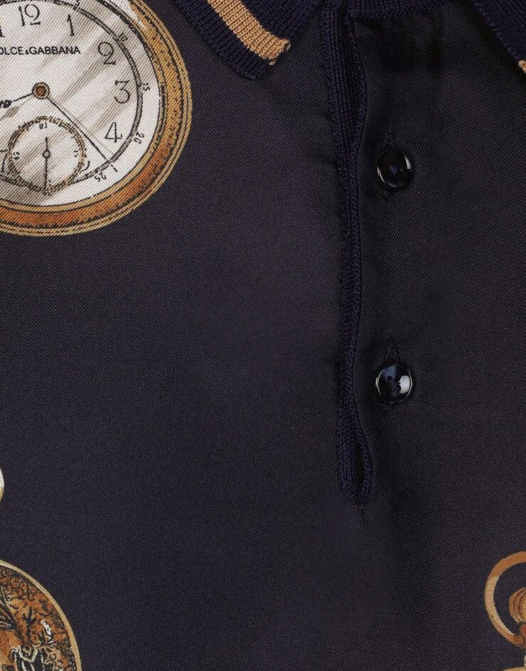 Dolce & Gabbana Polo De Seda Con Estampado De Relojes