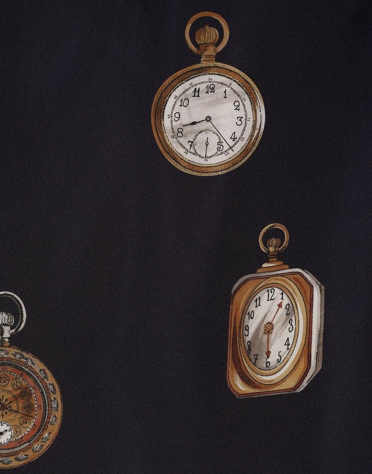 Dolce & Gabbana Polo De Seda Con Estampado De Relojes