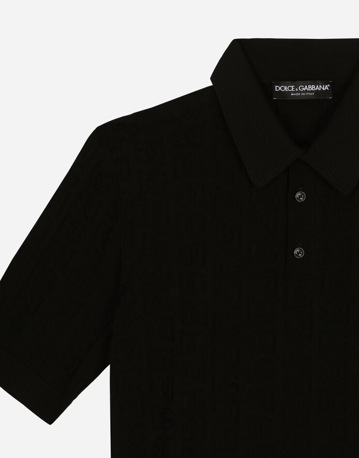 Dolce & Gabbana Polo En Jacquard De Seda Con Logotipo DG