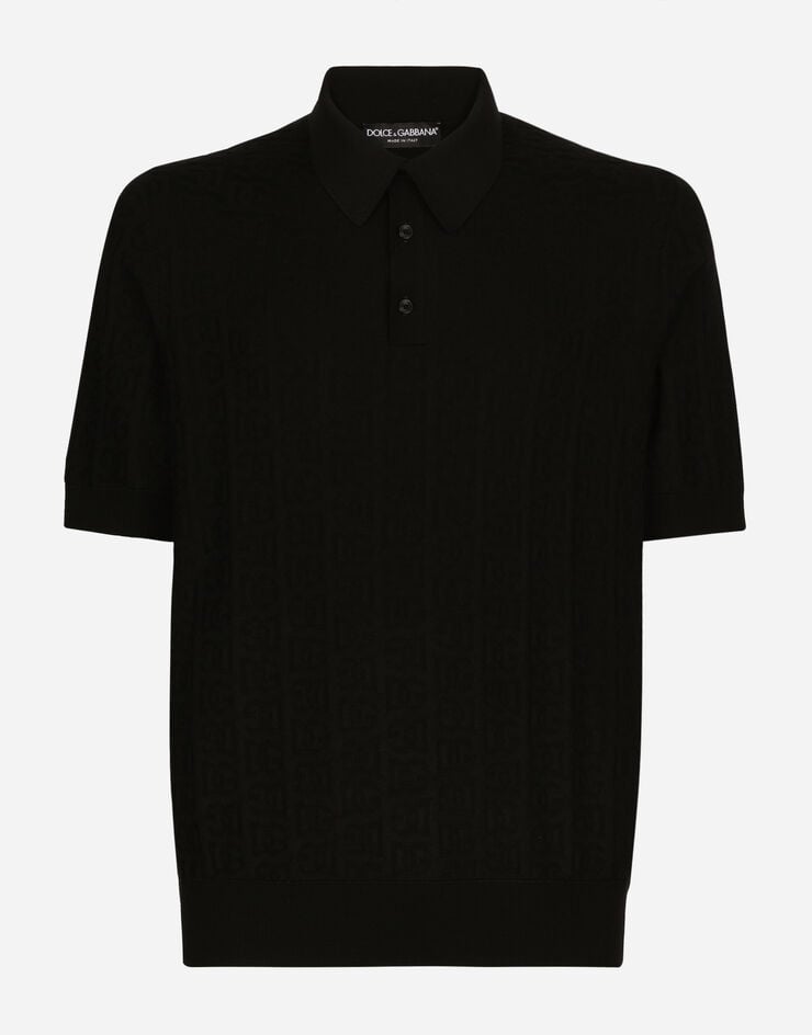 Dolce & Gabbana Polo en jacquard de seda con logotipo DG