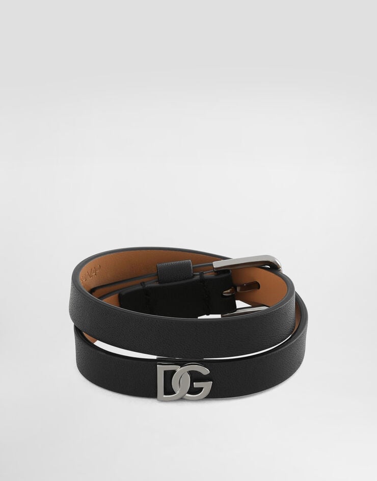 Dolce & Gabbana Pulsera en piel de becerro con logotipo DG
