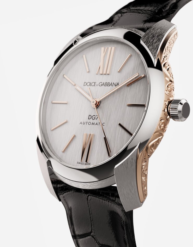 Dolce & Gabbana Reloj DG7 En Acero Con Laterales Grabados En Oro