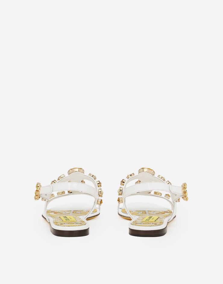 Dolce & Gabbana Sandalia De Charol Con Piedras Bordadas