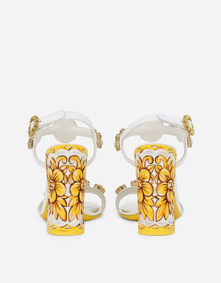 Dolce & Gabbana Sandalia De Charol Con Piedras Bordadas Y Tacón Pintado