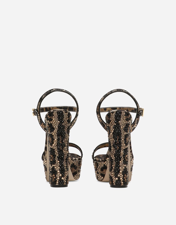 Dolce & Gabbana Sandalia De Plataforma De Raso Y Strass Termoadhesivo