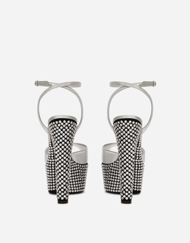 Dolce & Gabbana Sandalia De Plataforma En Piel De Becerro Efecto Espejo Y Strass Termoadhesivos