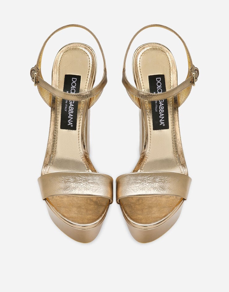 Dolce & Gabbana Sandalia De Plataforma En Piel De Becerro Revestida Con Acabado Craquelado