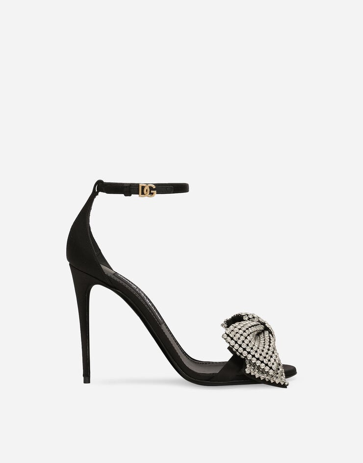 Dolce & Gabbana Sandalia de raso con bordado de strass