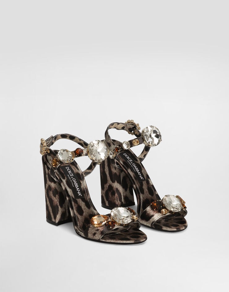 Dolce & Gabbana Sandalia De Raso Con Piedras Bordadas