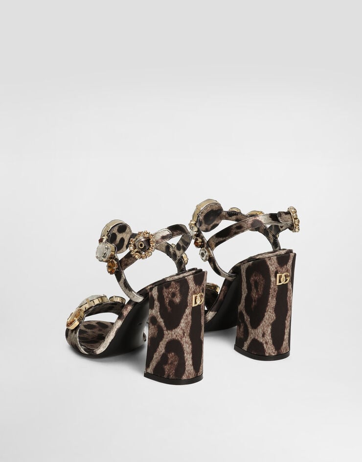 Dolce & Gabbana Sandalia De Raso Con Piedras Bordadas