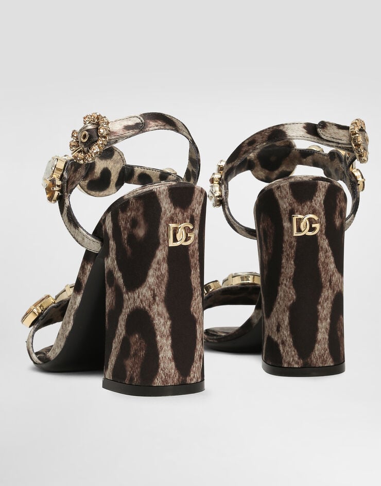 Dolce & Gabbana Sandalia De Raso Con Piedras Bordadas