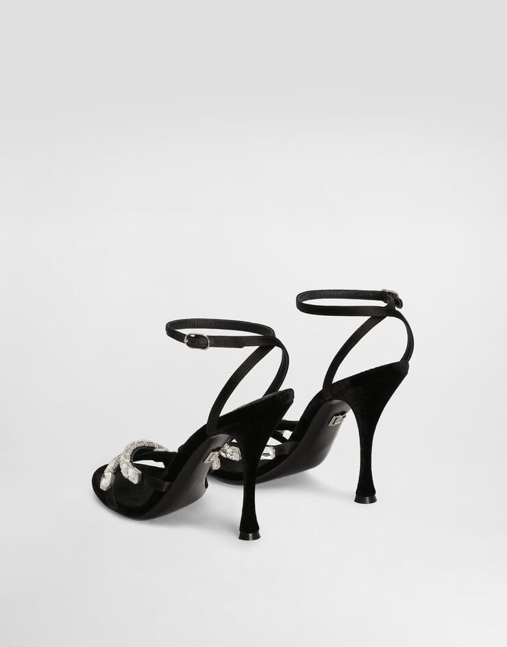 Dolce & Gabbana Sandalia De Raso Con Piedras Bordadas