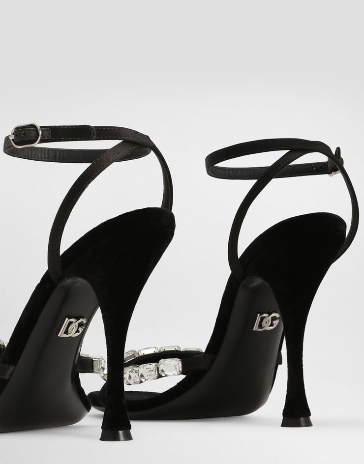 Dolce & Gabbana Sandalia De Raso Con Piedras Bordadas